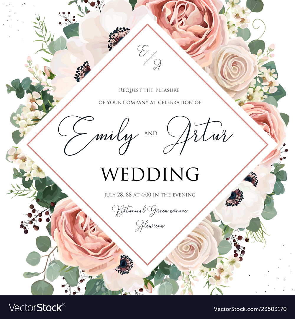 Download Floral wedding invitation elegant invite card Vector Image