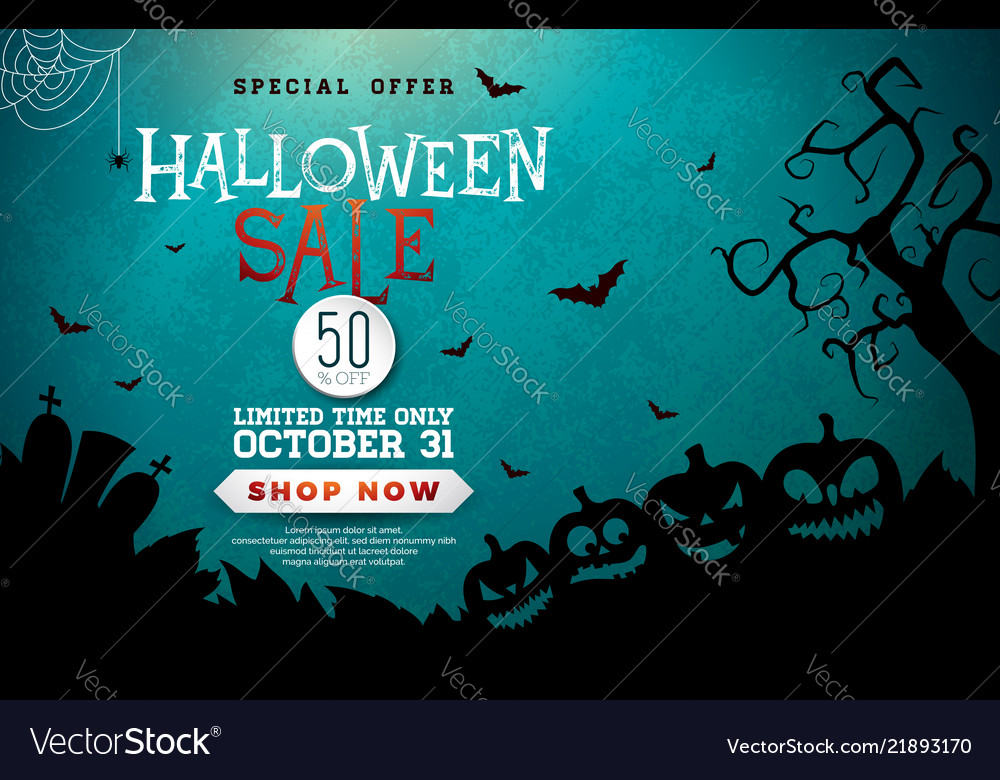 Halloween sale banner with pumpkins vector image Halloween sale banner with pumpkins