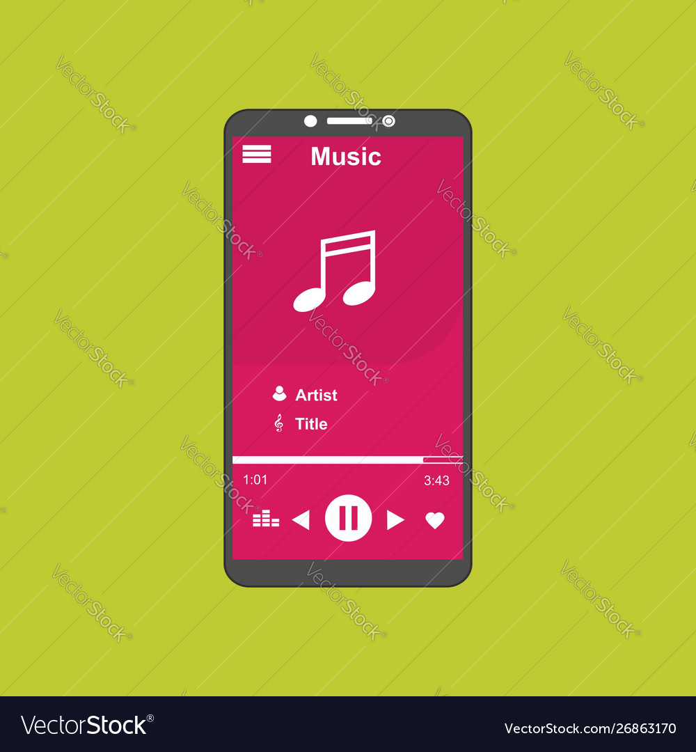 Media player application app template with flat Vector Image