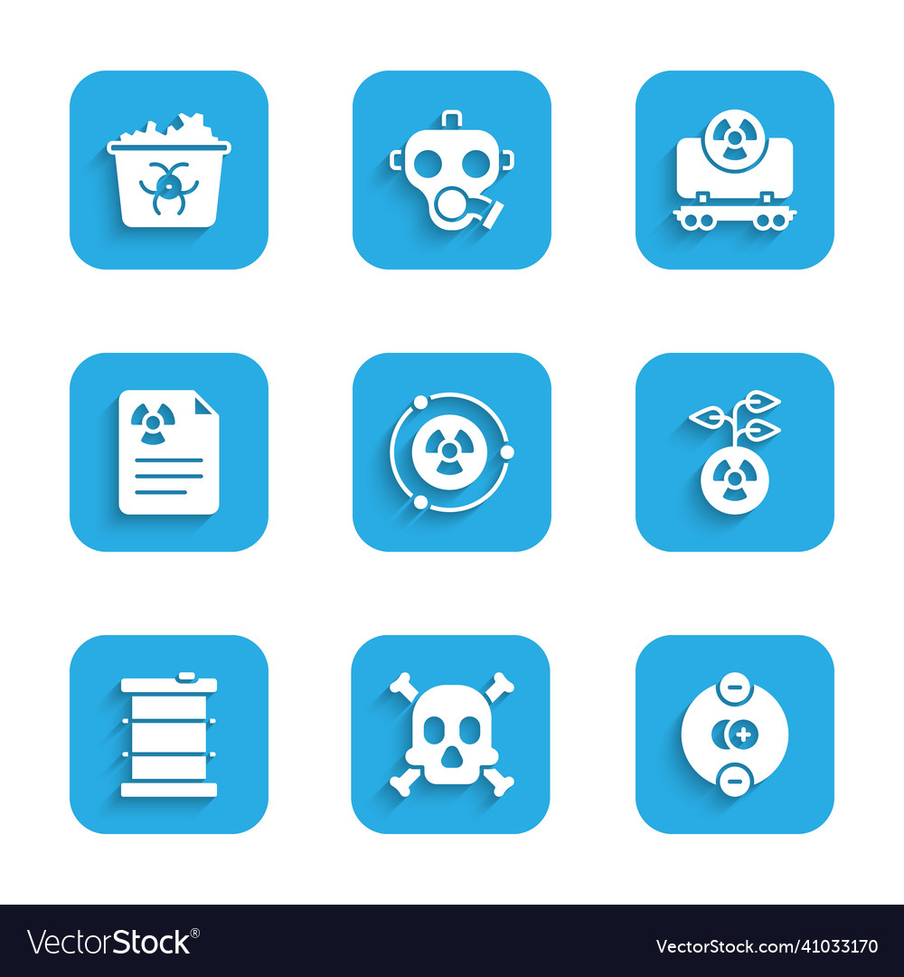 Set radioactive bones and skull warning atom Vector Image