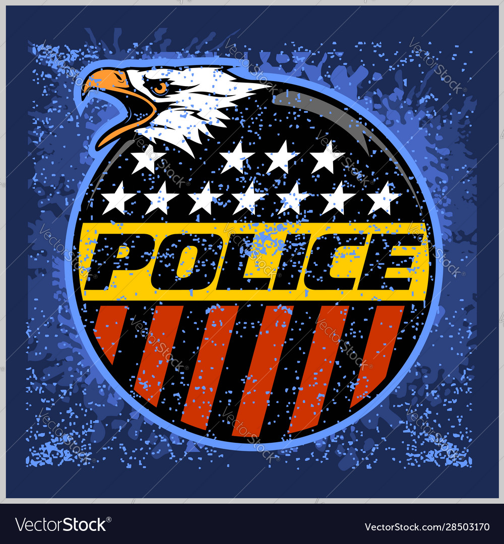 Usa police badge and shield label on grunge Vector Image