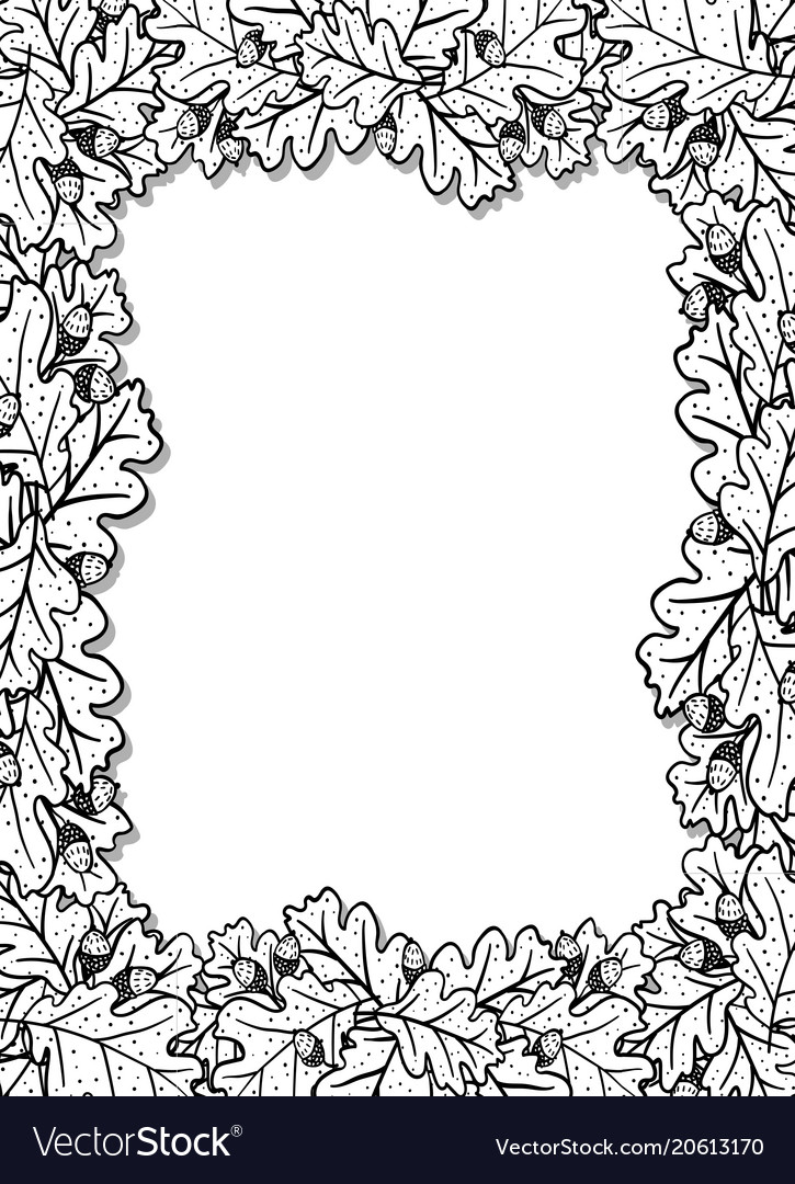 Vertical decorative frame with oak leaves Vector Image