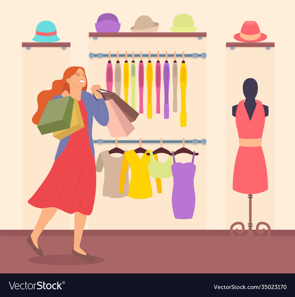 Woman shopping in a mall girl