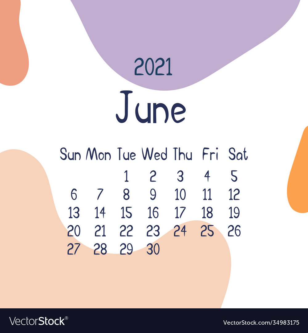 2021 june calendar with abstract shapes design Vector Image