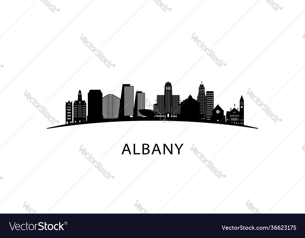 Albany City Skyline Black Cityscape Isolated Vector Image