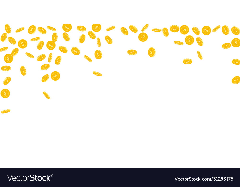 American dollar coins falling scattered sparse us