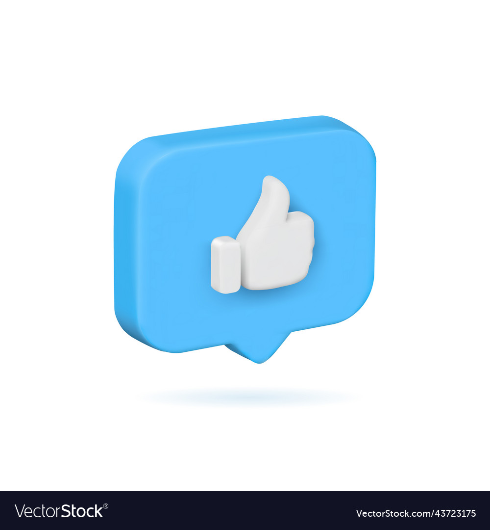 Blue bubble like thumb up button or icon vector image Blue bubble like thumb up button or icon