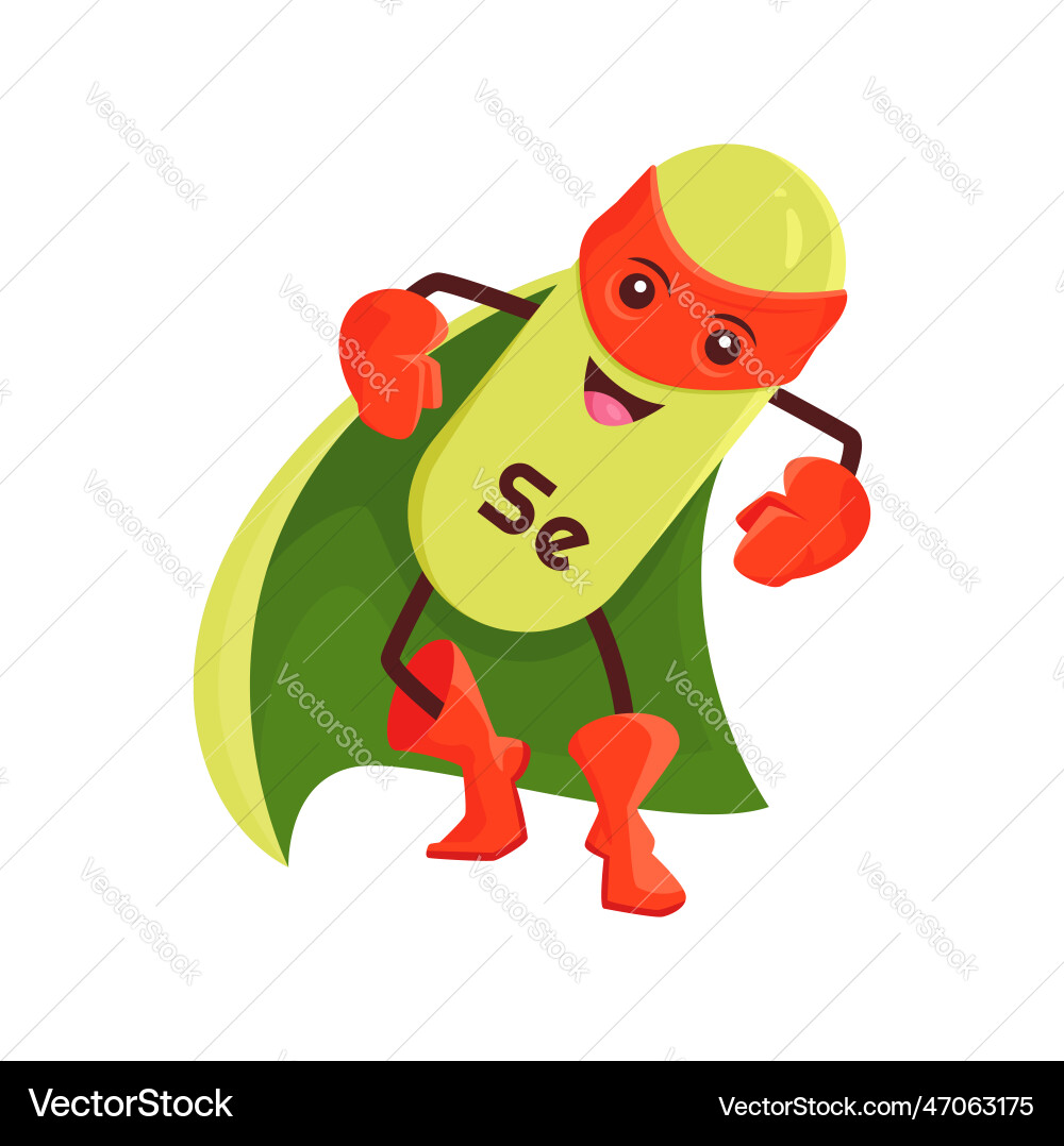 Cartoon selenium superhero micronutrient character