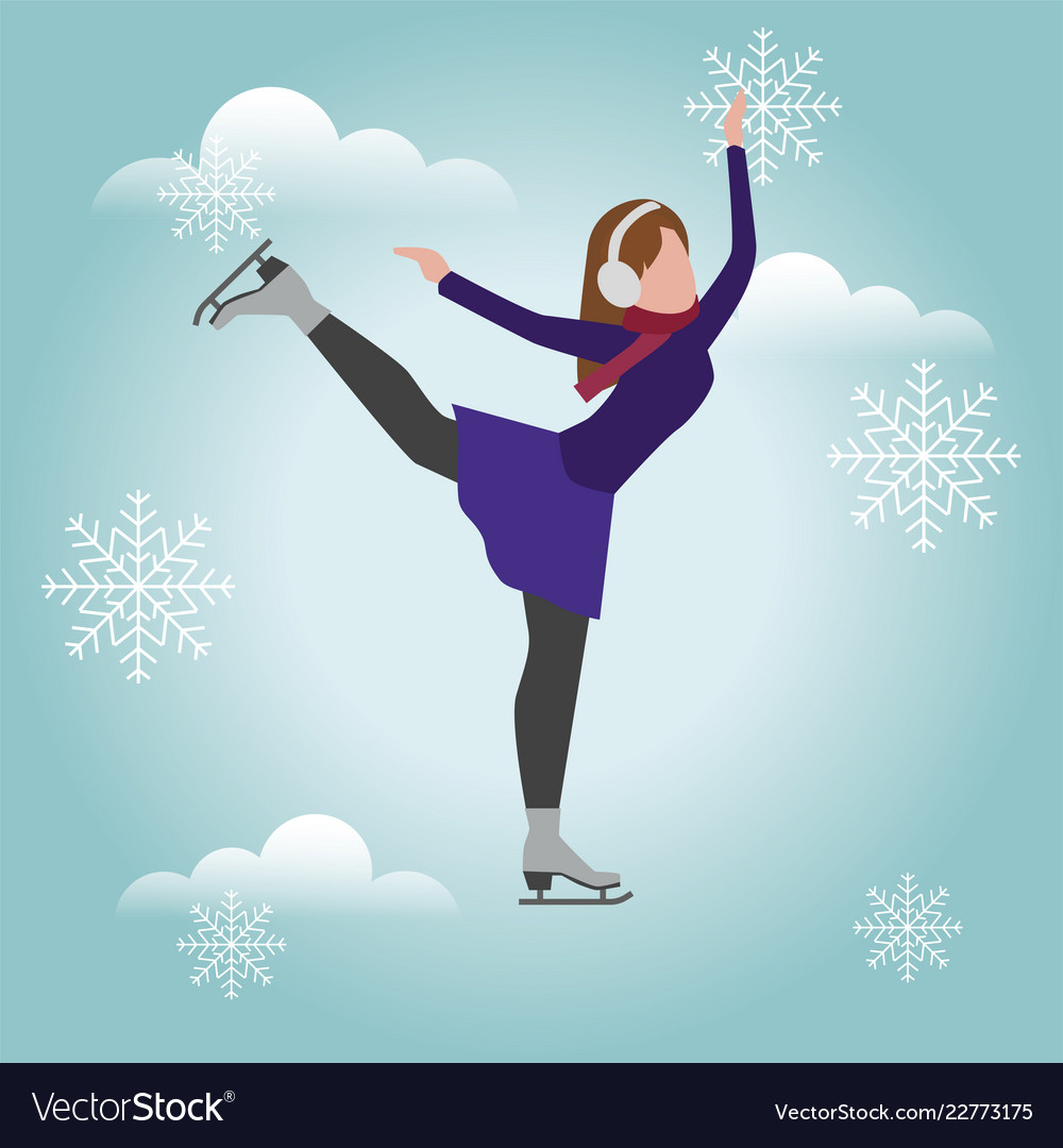 Isometric isolated woman skating cross country