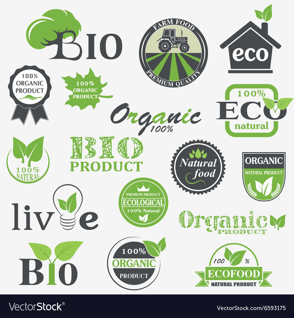 Natural organic product labels Royalty Free Vector Image