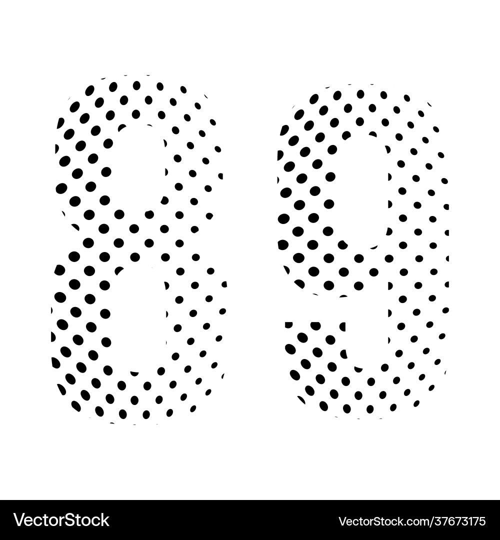 Number eighty-nine 89 in halftone dotted isolated Vector Image