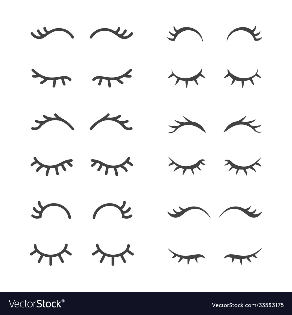 Pretty closed eyelashes collection vector image Pretty closed eyelashes collection