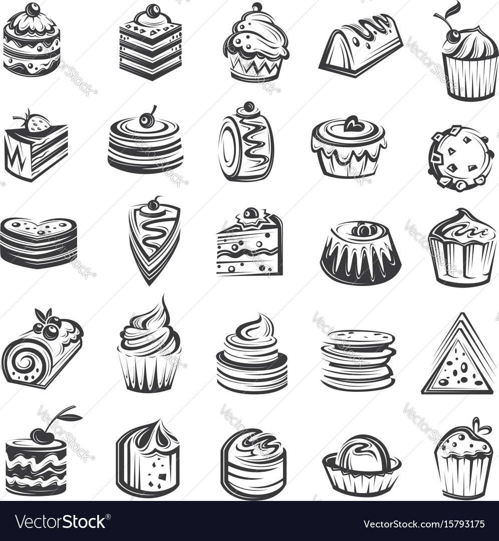 Set of cakes Royalty Free Vector Image - VectorStock