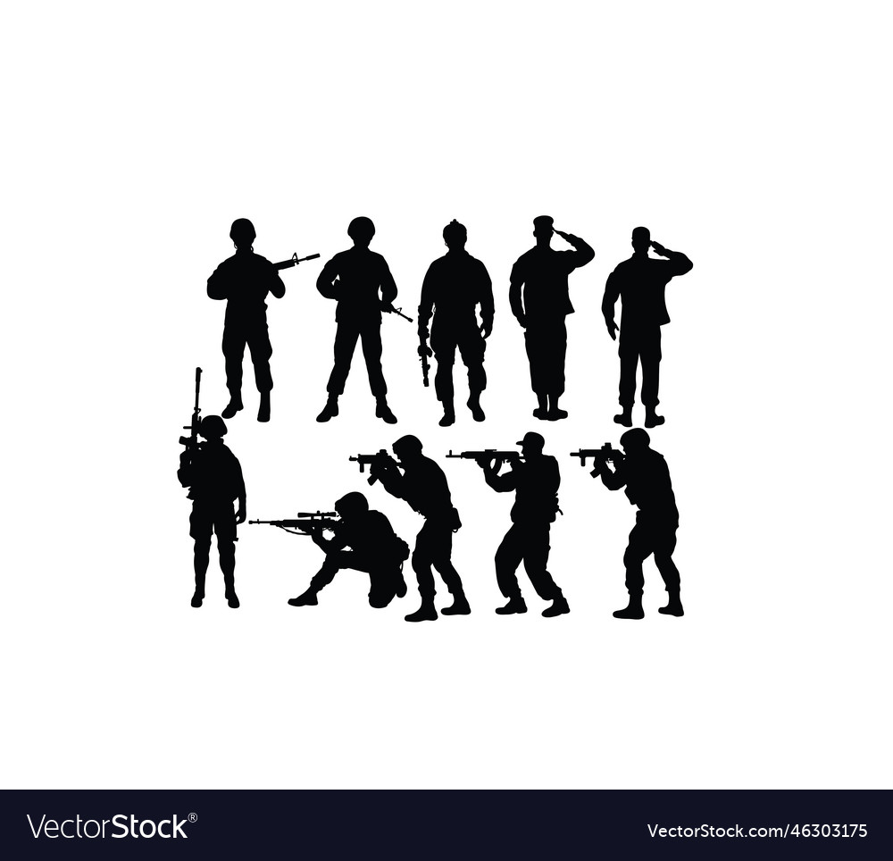 Soldier activity silhouettes Royalty Free Vector Image