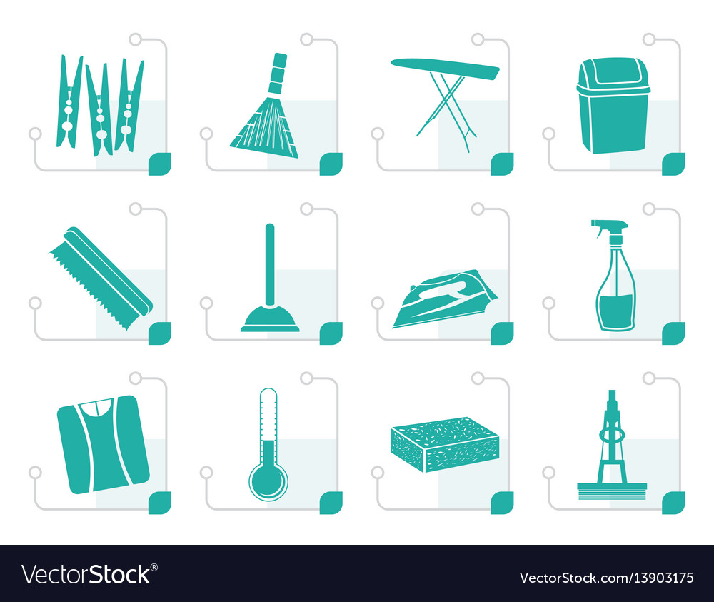 Stylized home objects and tools icons