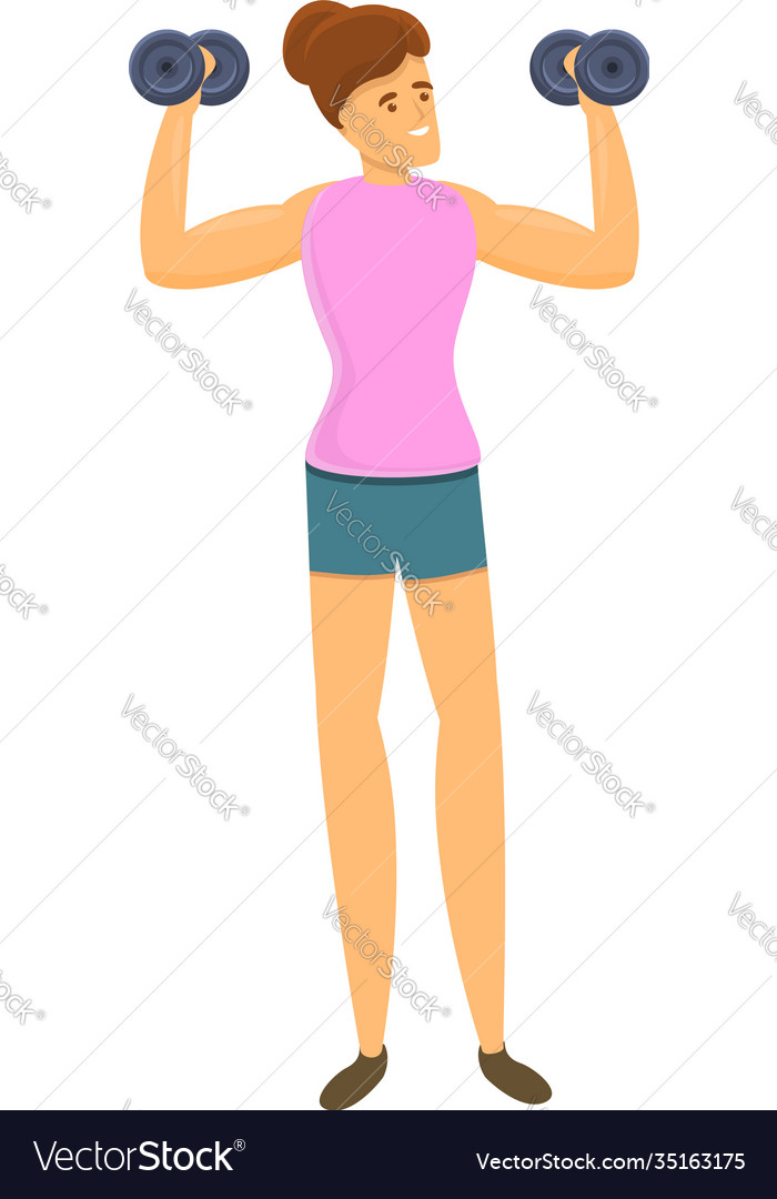 Woman bodybuilder with dumbbell icon cartoon Vector Image