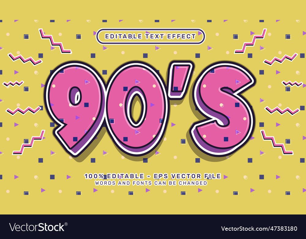 90s retro color 3d text effect and editable Vector Image