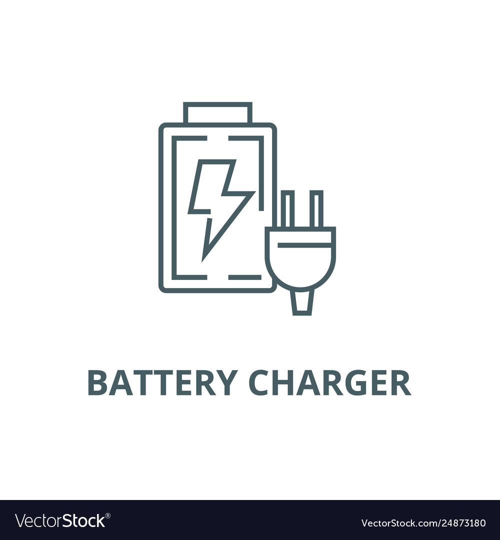 Battery charger line icon Royalty Free Vector Image