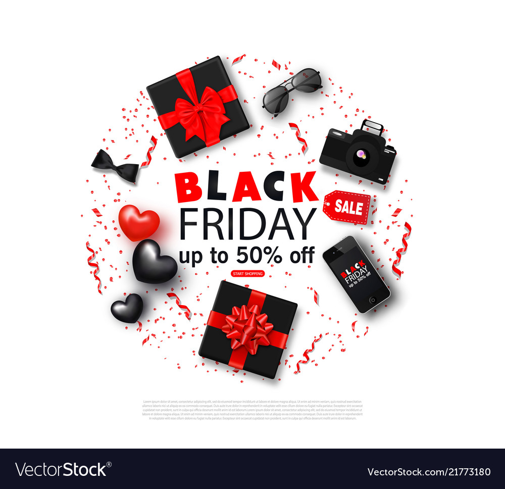 Black Friday Sale Background With Bowtie Vector Image