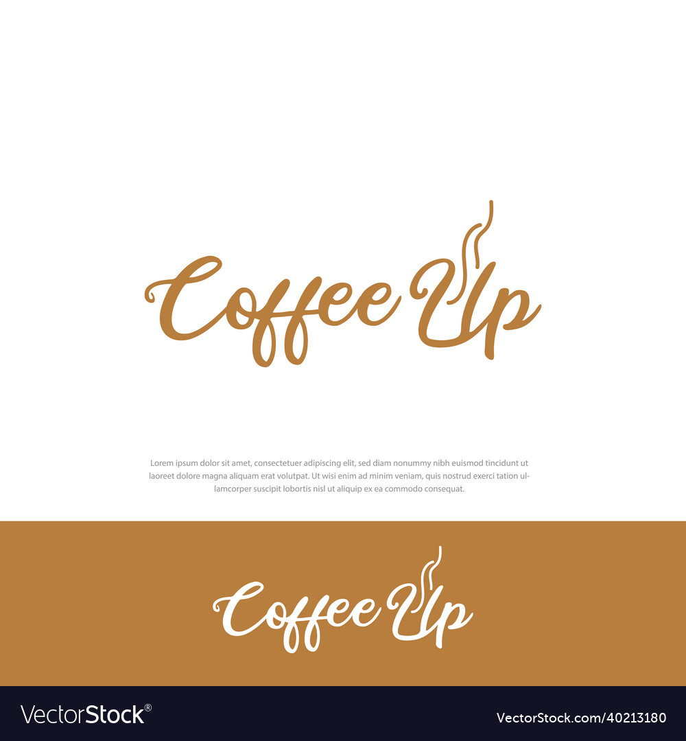 Coffee and steam word sign logo or emblem Vector Image