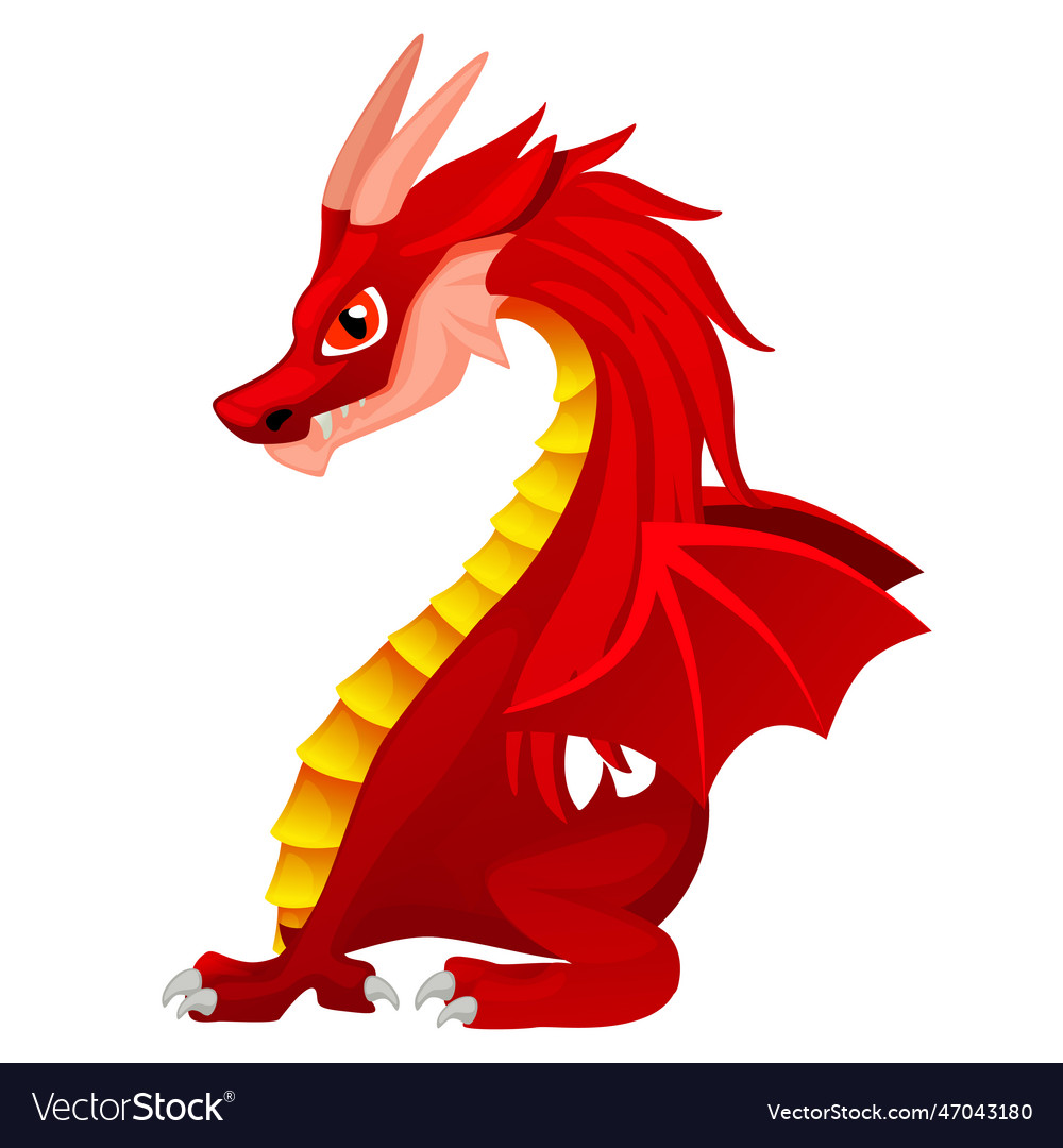 Cute red dragon on the white background