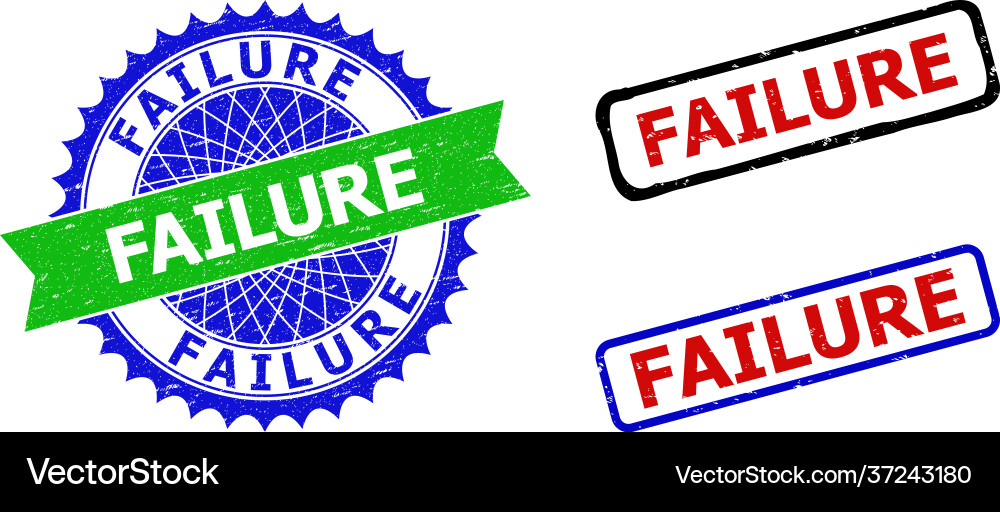 Failure rosette and rectangle bicolor seals Vector Image