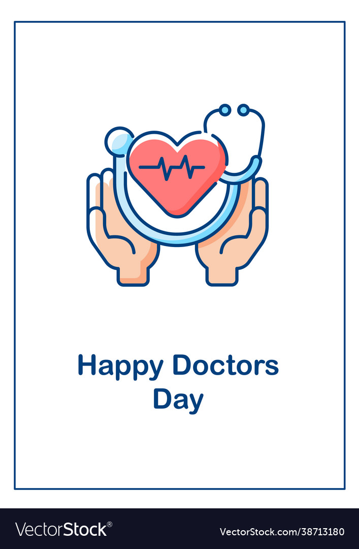 Happy doctors day greeting card with color icon Vector Image