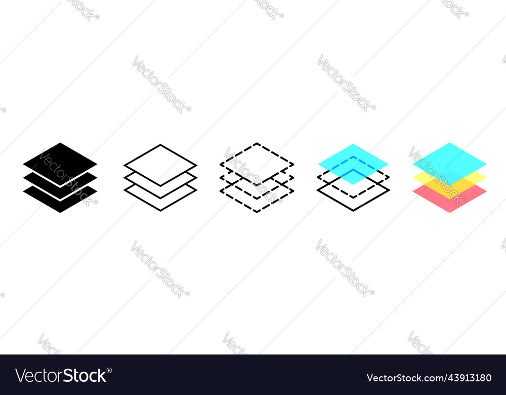 Layer stack icon logo of 3 levels symbols Vector Image