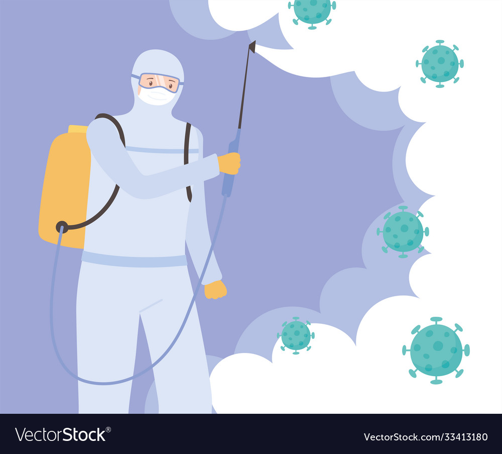 Virus disinfection medical scientist disinfecting Vector Image