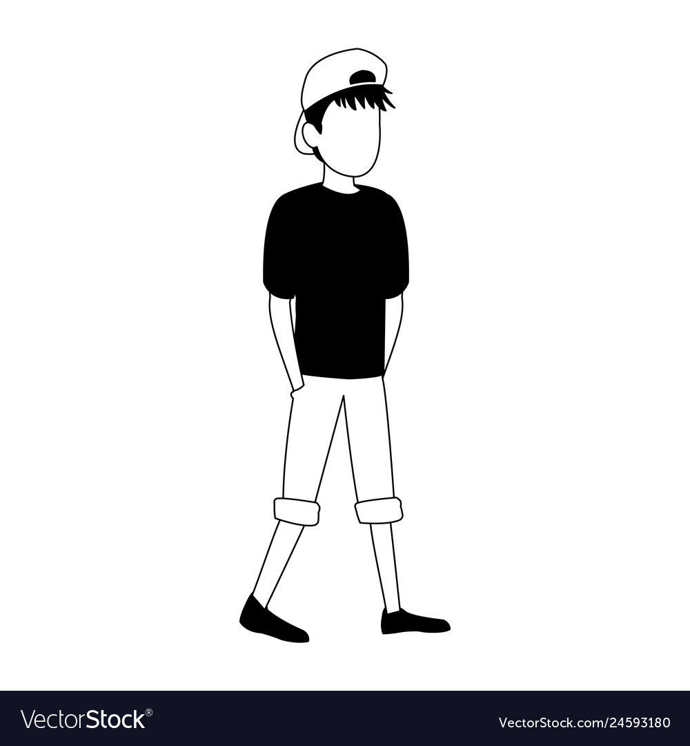 Young man faceless avatar in black and white Vector Image