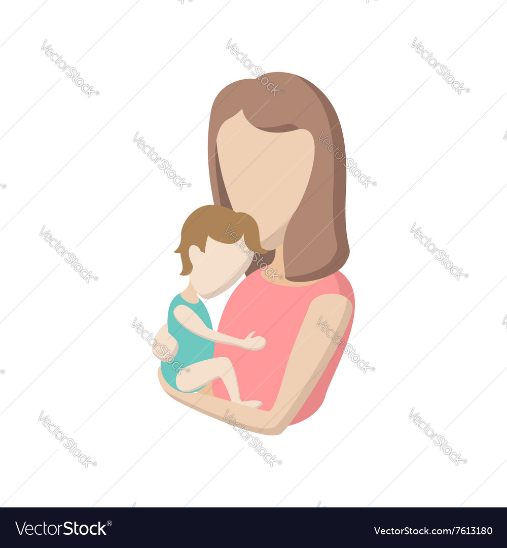 Young mother holding her baby cartoon icon Vector Image