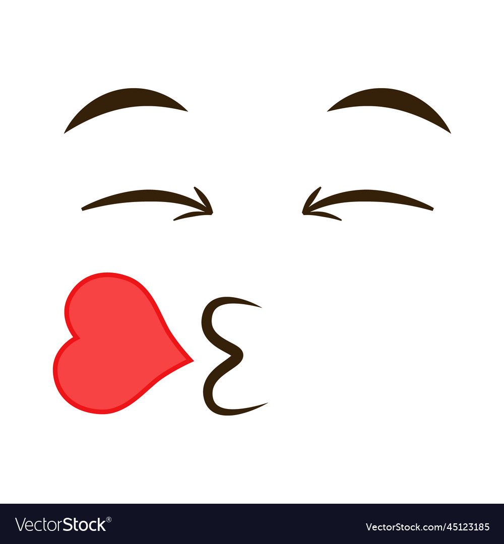 Cartoon kissing face with heart Royalty Free Vector Image