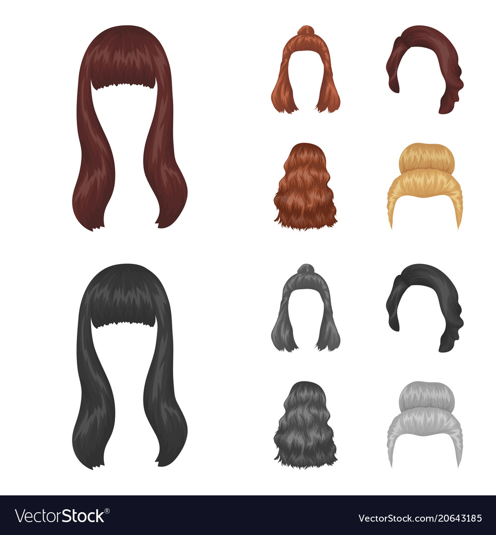Long Red And Other Types Of Hairstyles Back Vector Image