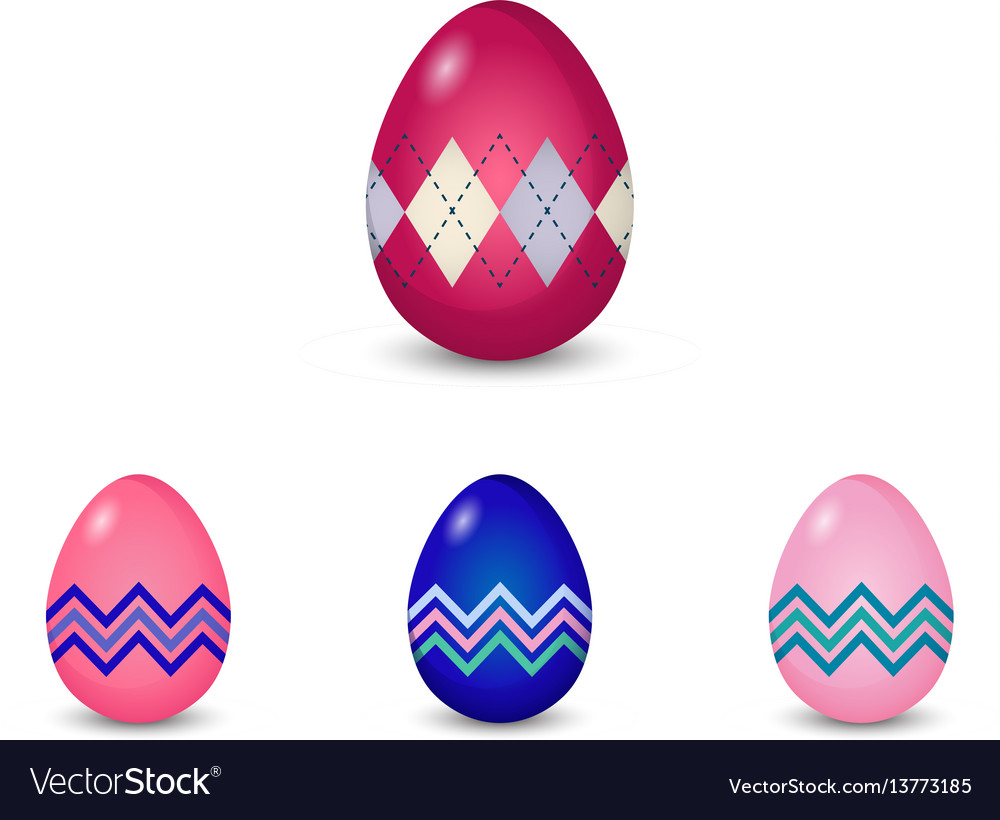 Set of argyle and line pattern painted easter eggs