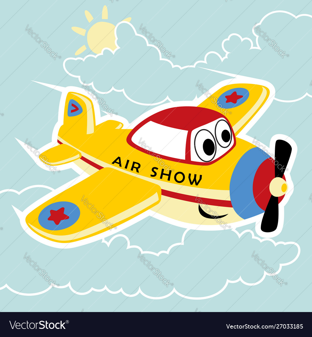 Smiling yellow plane cartoon Royalty Free Vector Image