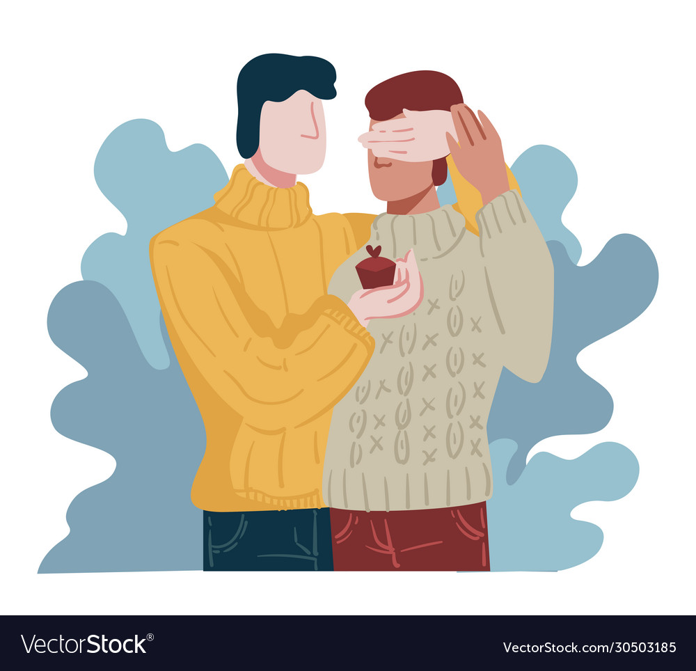 Surprise Engagement Proposal Partner In Gay Vector Image