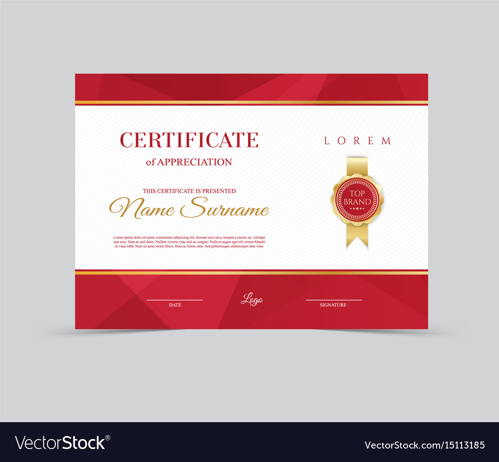 Template certificate appreciation Royalty Free Vector Image