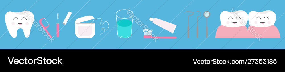 Tooth health icon set line toothpaste toothbrush Vector Image