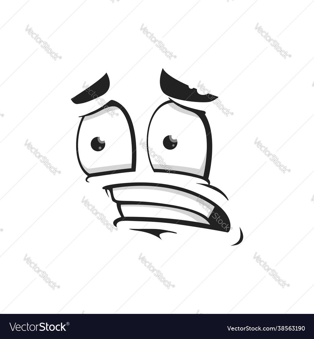 Cartoon face icon scared or upset emoji Royalty Free Vector