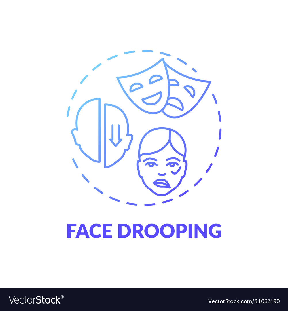 Face drooping blue gradient concept icon