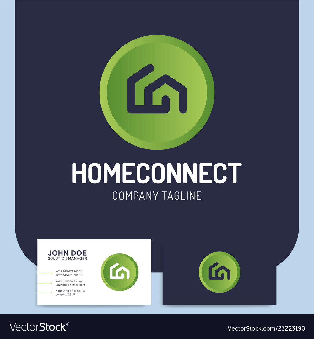 Isolated two line style home connect logo or Vector Image