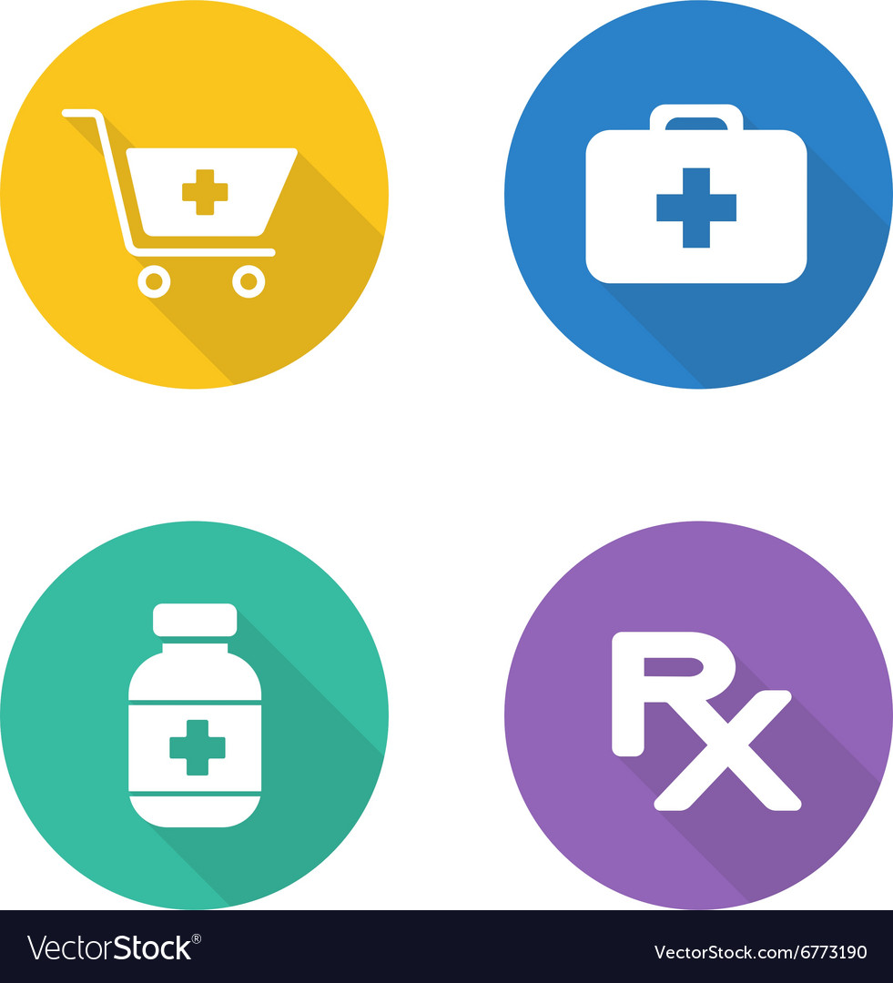 Pharmacy flat design icons set