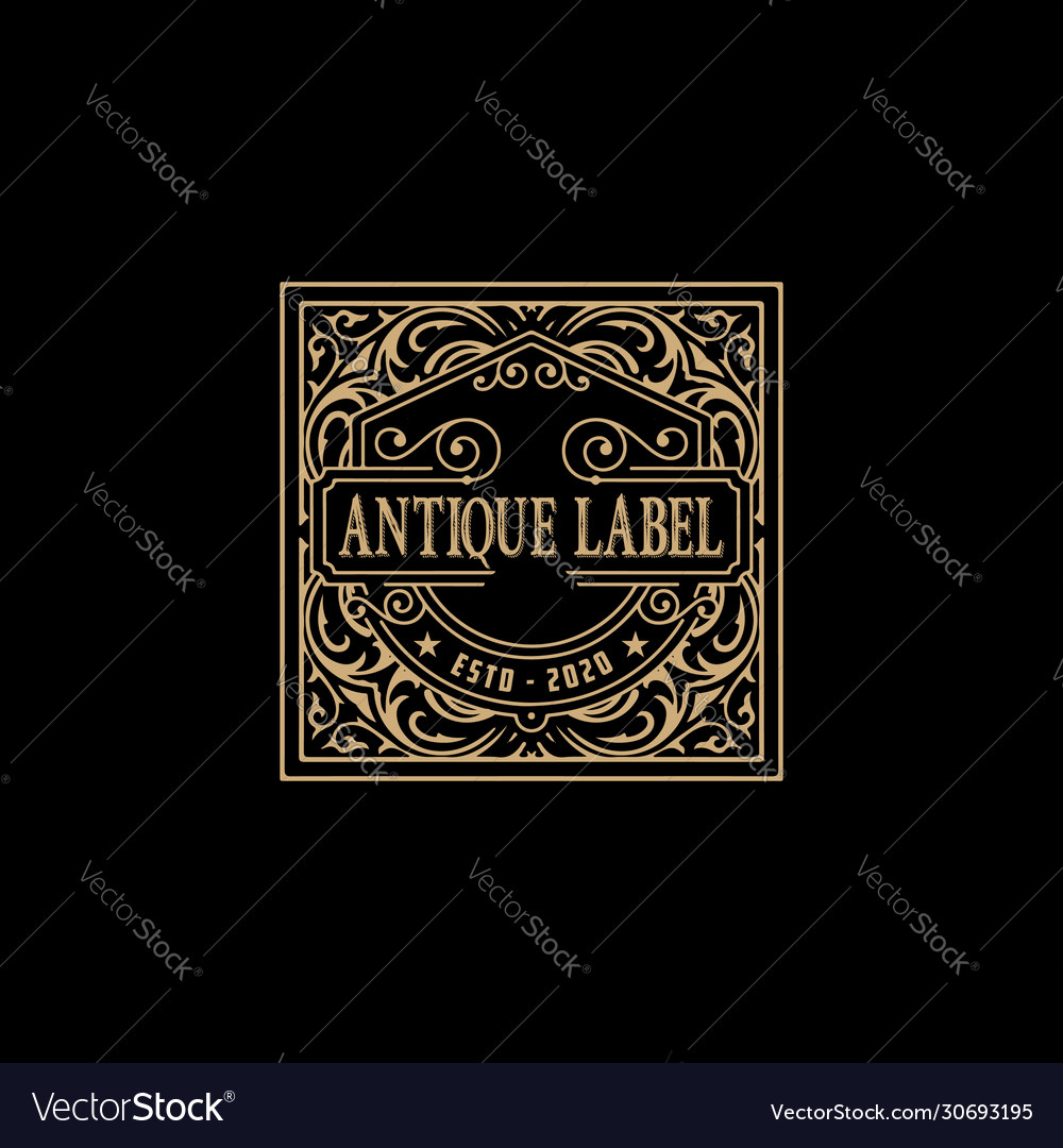 Antique label with floral details Royalty Free Vector Image