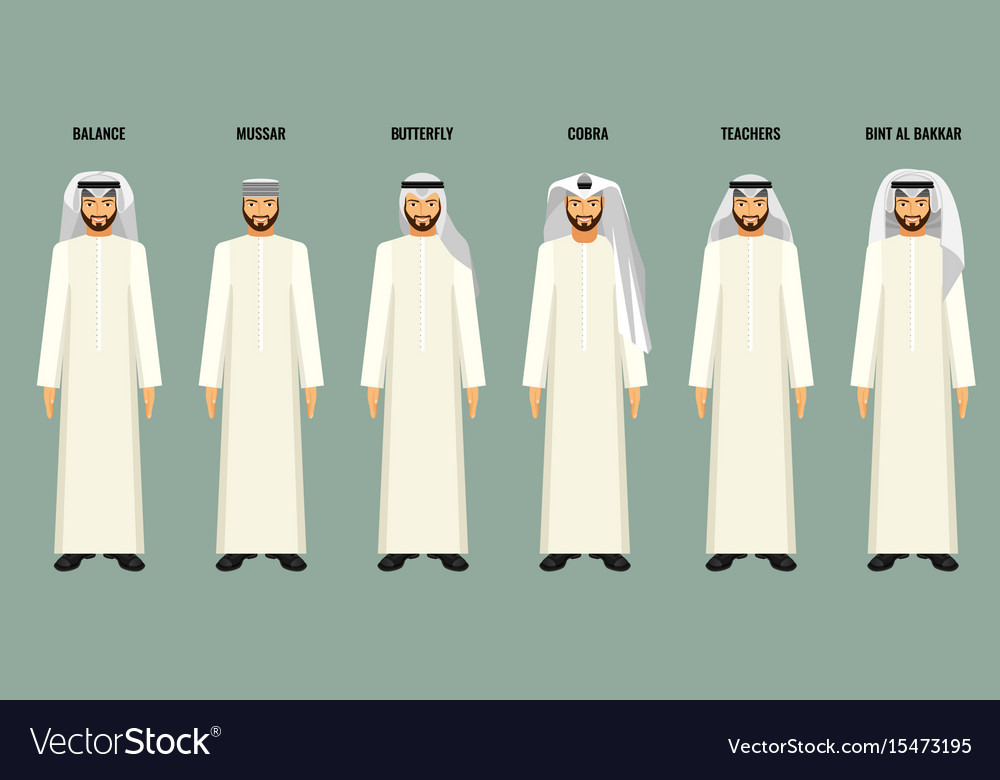 Arabian men in headscarves various types Vector Image