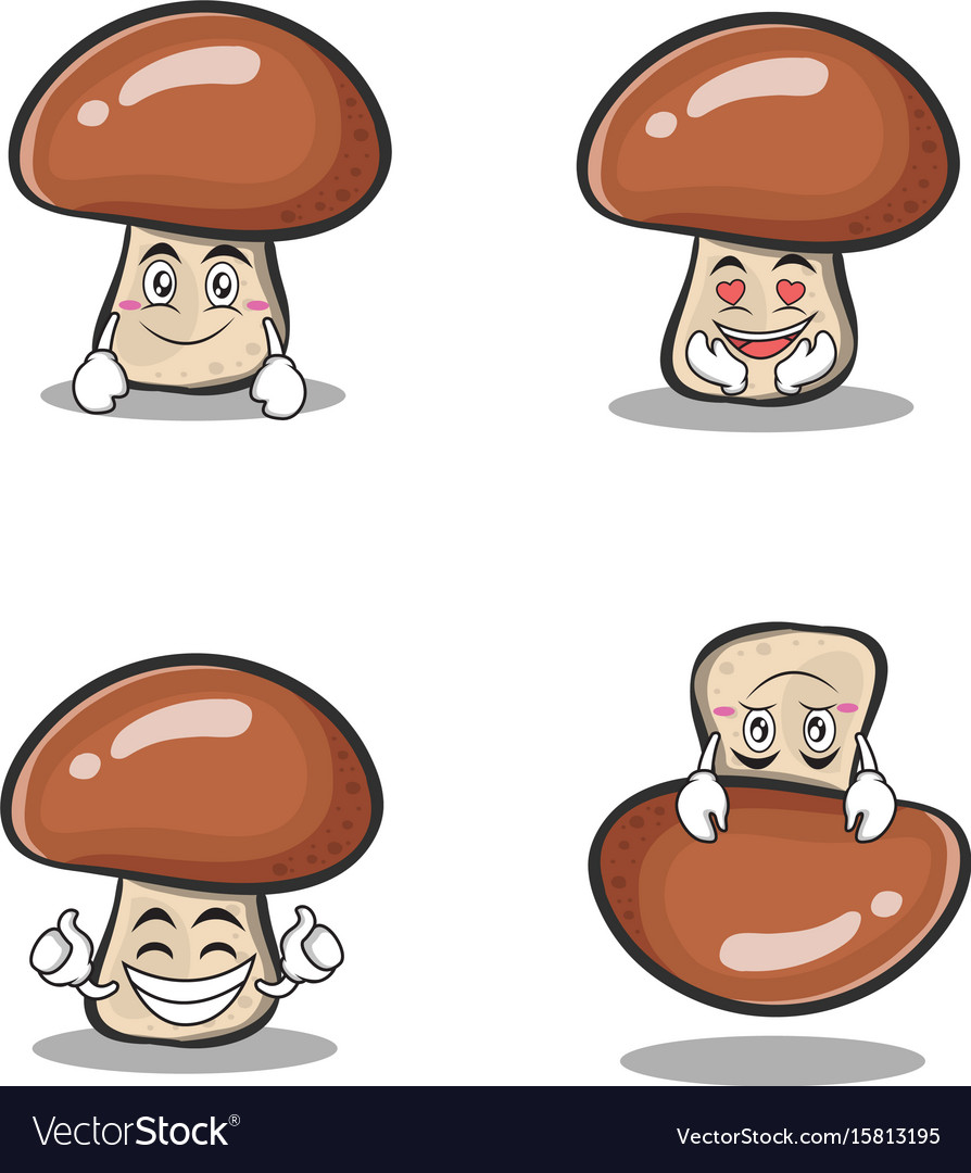 Collection mushroom character cartoon set