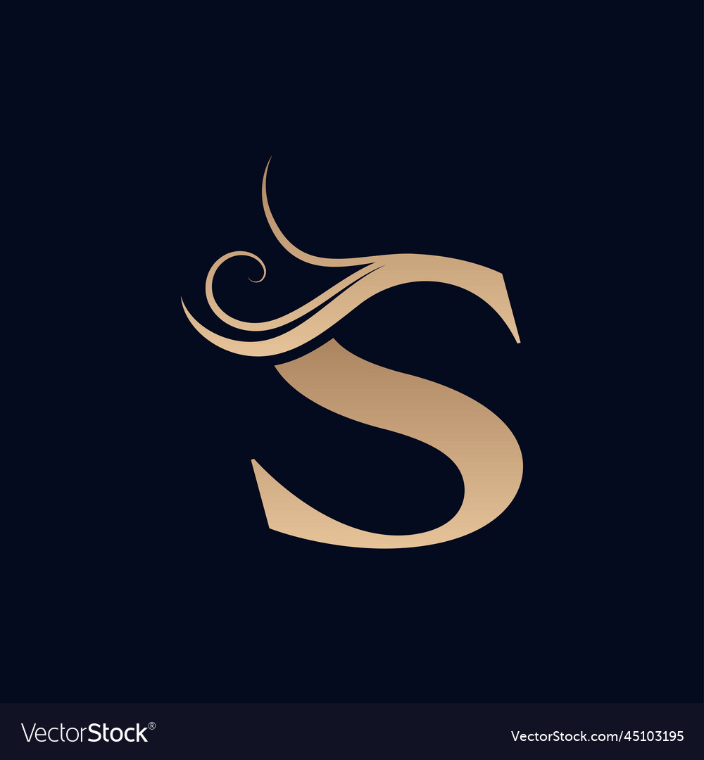 Hair salon gold beauty women logo letter s Vector Image