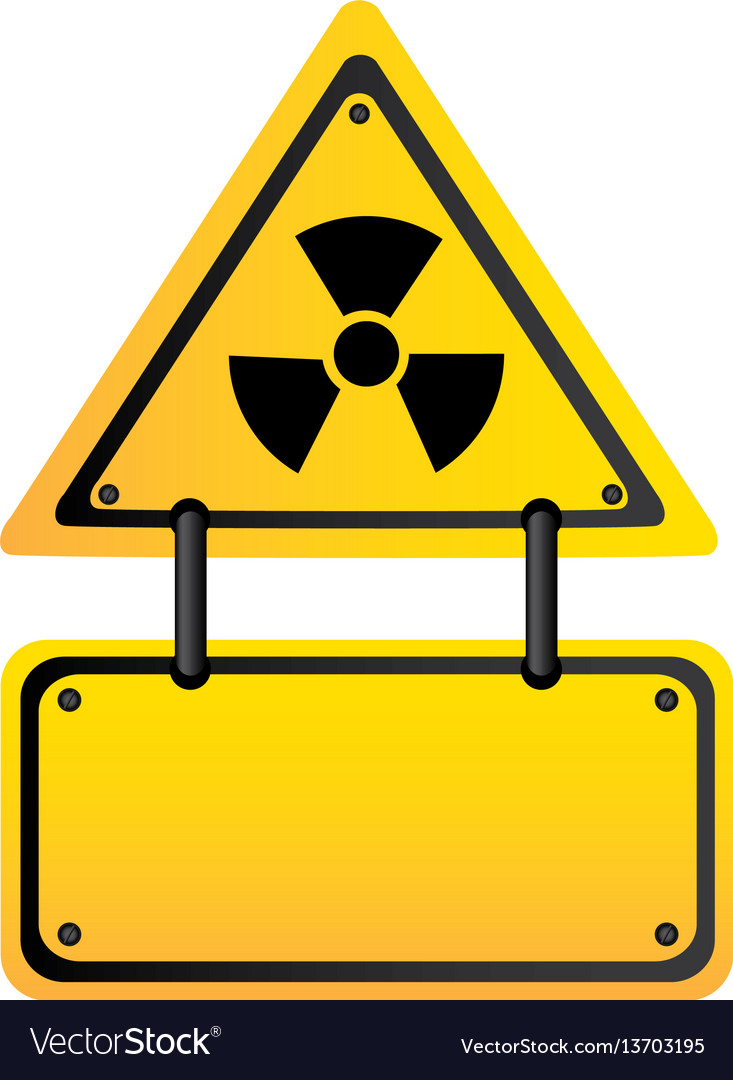 Metal emblem warning radiation notice sign Vector Image