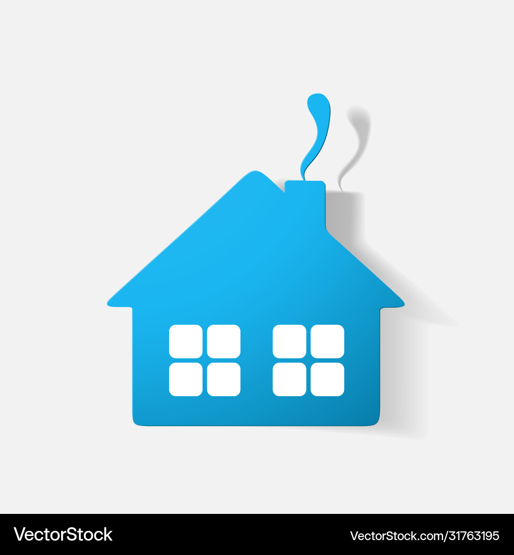 Paper clipped sticker house Royalty Free Vector Image