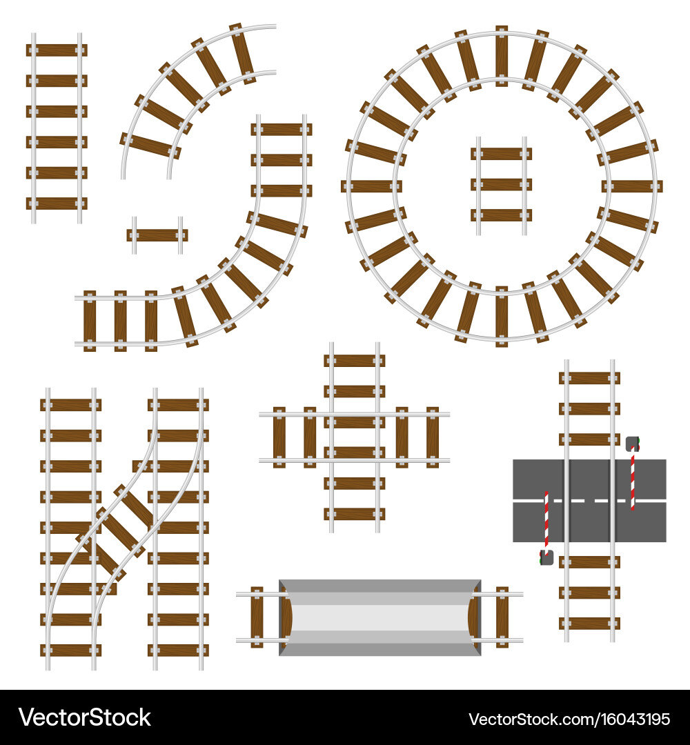 Railway Structural Elements Top View Railroad Vector Image