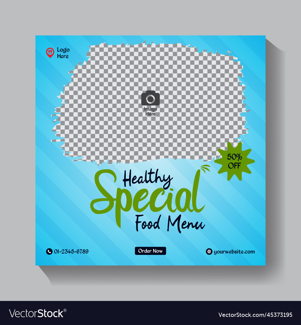 Social media special food menu post or food flyer Vector Image